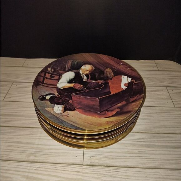 Knowles Norman Rockwell Limited Set of 7 Plates - Golden Moments Collection - Picture 1 of 11